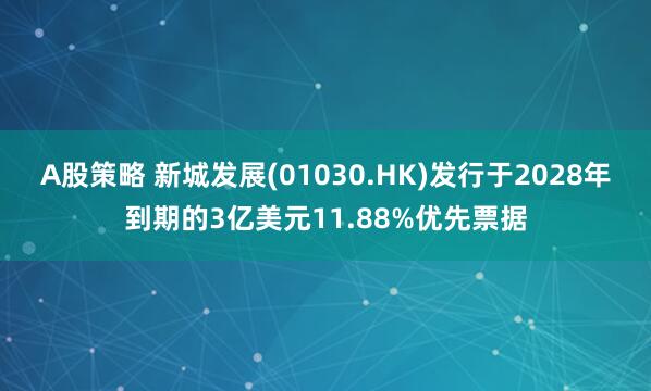 A股策略 新城发展(01030.HK)发行于2028年到期的3亿美元11.88%优先票据